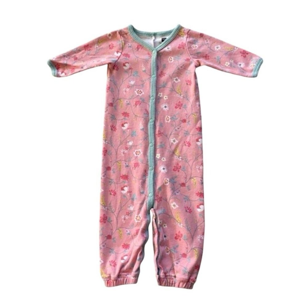 Tea Collection Pink Floral Convertible Sleeper Size 0-3 Months